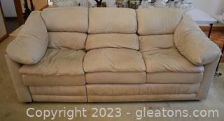 Faux Leather 3 Seater Couch – One Side Has Retractable Foot Rest & Recliners 