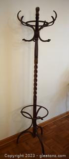 Bentwood Style Coat, Hat, Umbrella Stand with Revolving Top 