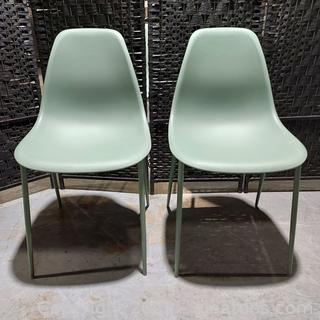 Pair of Stylish Pistachio Fiber Side Chair With Tube Base