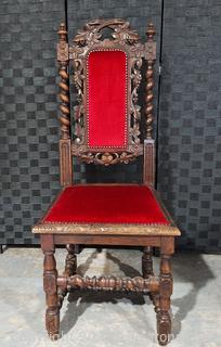 Lovely Late 19th Century Dining Chair with Upholstered Seat and Partially Upholstered Back