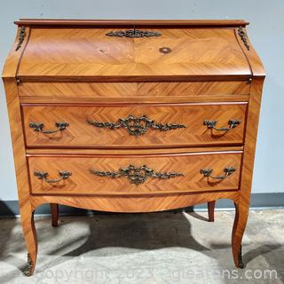 Gorgeous French Style Slant Front Desk with Beautiful Inlay Design