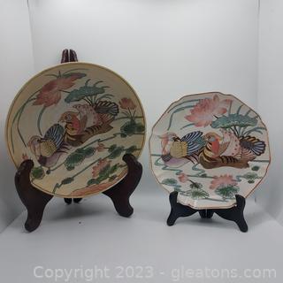 Matching Handpainted Bowl and Plate Decor