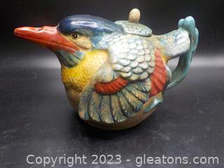 Colorful Asian Style Kingfisher Pottery Teapot (Decor Only)