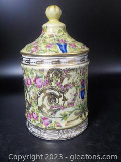 Beautiful Victorian Rose Porcelain Spice Jar with Lid