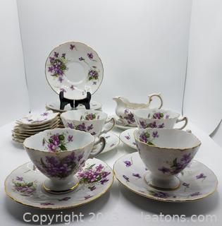 Beautiful Rossetti “Spring Violets” Hand Painted China-25 Pieces