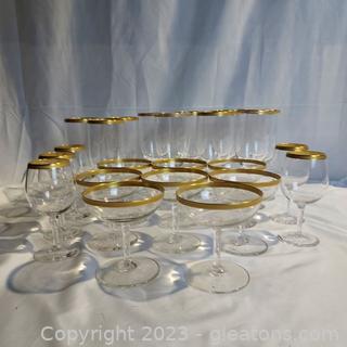 23 Beautiful Gold Trimmed Lenox Crystal Glasses