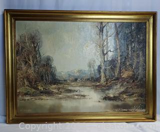 Framed Original Oil on Canvas Landscape Painting