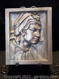 Rare Vintage Metal Relief Wall Art : Man and Woman (Pictured Separately) 