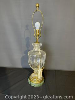 Stately Glass & Brass Table Lamp w/ Tassel