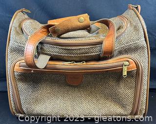 Vintage Hartmann Tweed/Leather Weekender Overnight Bag 