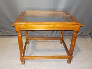 MCM Side Table with Beveled Glass Top 
