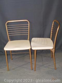 Pair of Vintage Aluminum Folding Chairs with Padded Seats 
