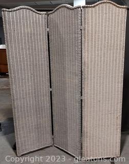 3 Panel Wicker Room Divider - 2 Panels Are Gray, One Panel Is White