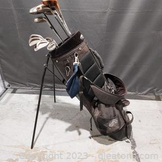 Mixture Of Golf Clubs (right-handed) With Caddy Trax Golf Bag