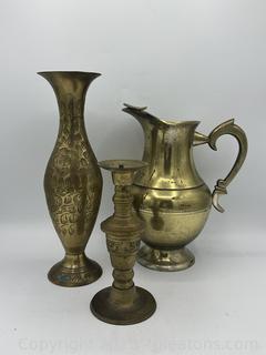 Three Vintage Brass Pieces 