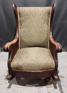 Oversized Antique Scroll Arm Rocking Chair
