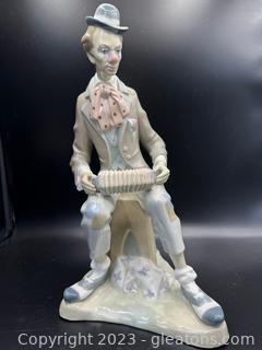 Sitting Clown w/Accordion Porcelain Figurine 
