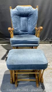 Country Style Wood Platform Rocker & Ottoman 
