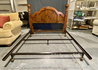 Country Style Full Size Wooden Headboard/Metal Frame 