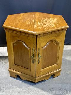Oak Six Sided Side Table with Storage 