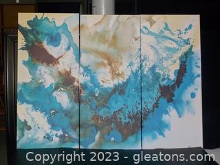 3-Panel Abstract Wall Art on Wrapped Canvases 