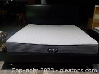 Black King Size Sleigh Bed with Beauty Rest Silver Mattress