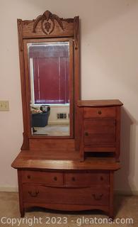 Beautiful Antique Oak Side by Side Chest with Beveled Mirror