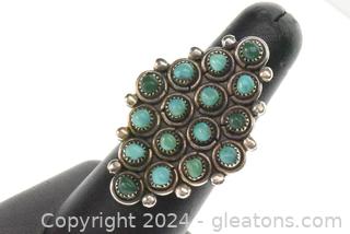 Sterling Silver Turquois Ring Size 7.5 10.3 Grams