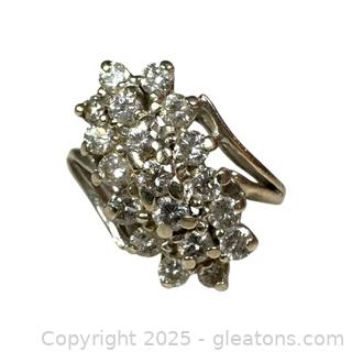 10kt White Gold Diamond Cluster Ring