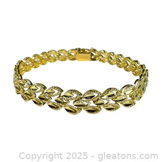 14kt Yellow Gold Diamond Cut Leaf Bracelet
