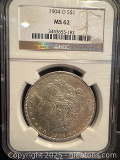 1904 O Morgan Silver Dollar MS 62