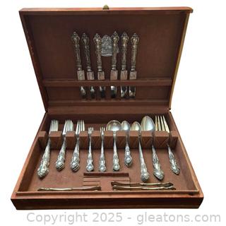 "Meadow Rose" Sterling Flatware by Wallace Silver - 53 Pieces - Includes Storage Chest