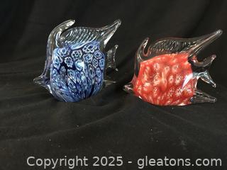 Murano Style Millifiori Hand Blown Glass Angel Fish