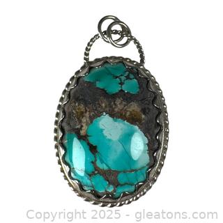 Large Sterling Silver Turquoise Pendant