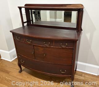 Victorian Mahogany Bow-Front Sideboard with mirrored back