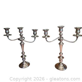 Pair International Sterling Weighted and Reinforced Candelabra 