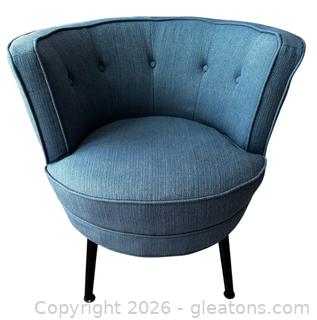 Nice Blue Upholstered Barrel Chair