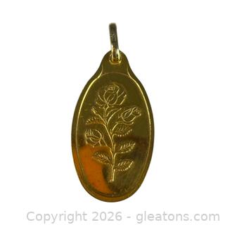 Rare 1.5 Gram .999 Gold Pamp Suisse Rose Bar Pendant