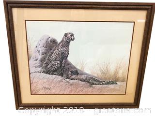 Cheetah Beautiful Print By Guy Pohel Each. Framed In Gorgeous Wood Frame Info In Artist Included
