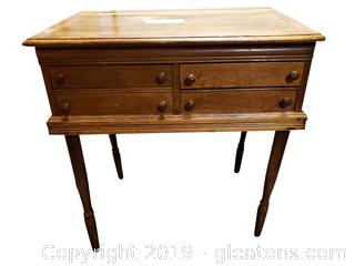 Antique 1800's Oak Wood Table Top Writing Desk/Sloping Top Converted Over To Free Standing