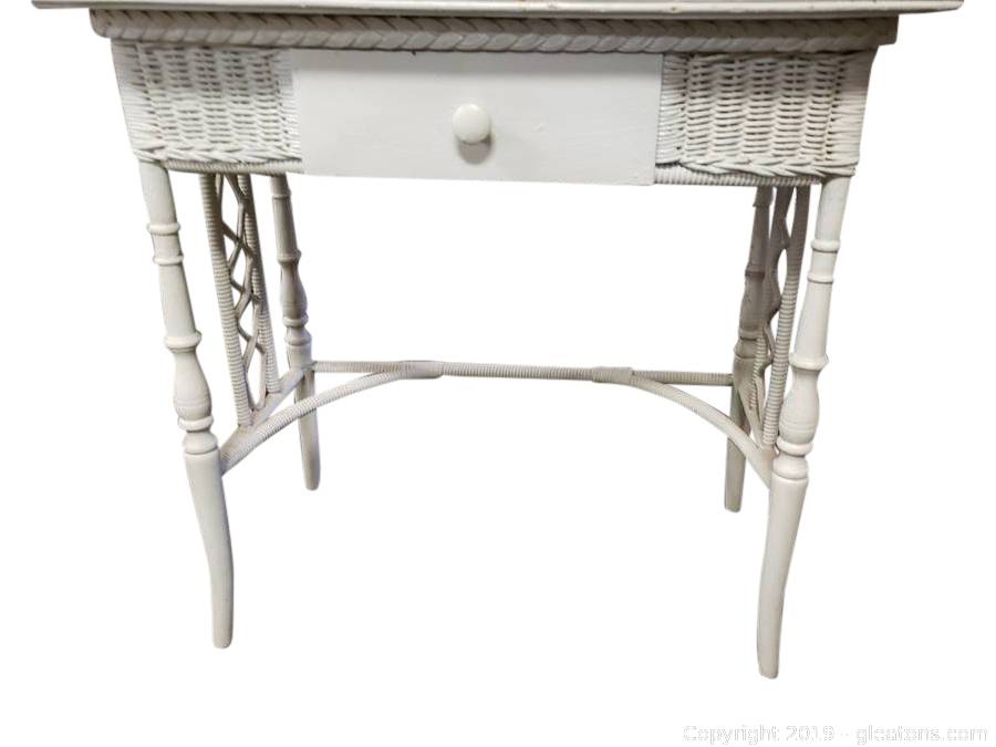 Gleaton S Metro Atlanta Auction Company Estate Sale Business Marketplace Auction Downtown College Park Estate Sale Sterling And Outdoor Furniture Item Small White Wicker Wooden Desk Vanity Table With No Mirror