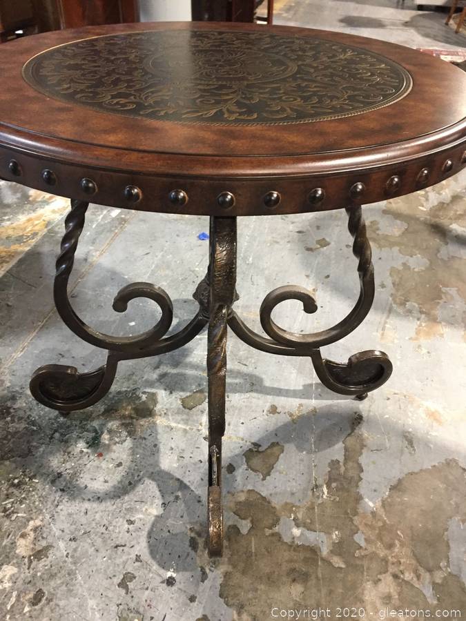 Gleaton S Metro Atlanta Auction Company Estate Sale Business Marketplace Auction Two Whitewater Creek Mansion Estate Sales Item Rafferty Round Side Table With Bronze Inlay B