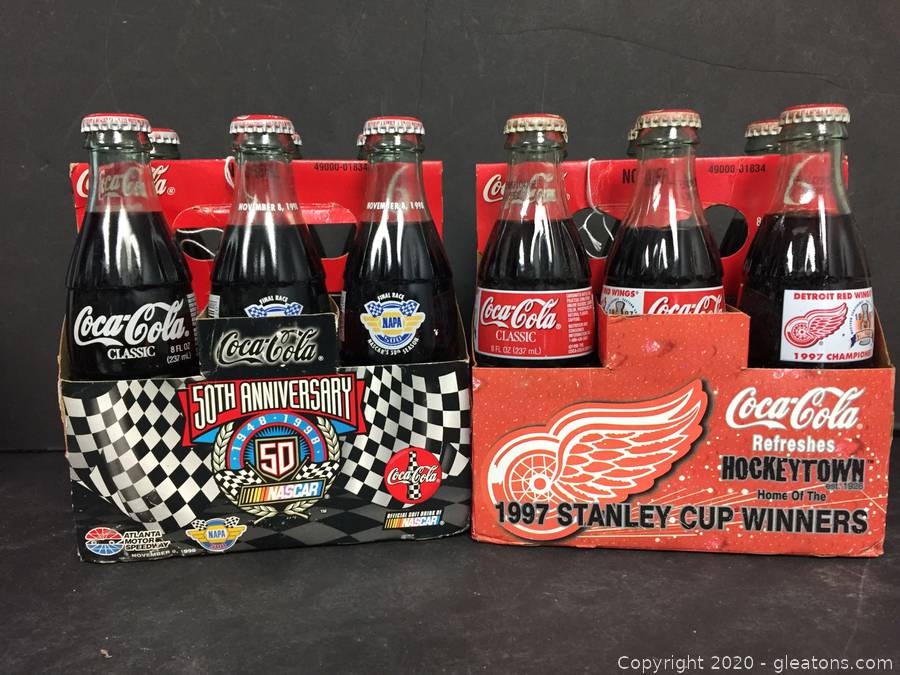 Coca Cola Detroit Red Wings Anniversary and Stanley Cup Champion Bottles 4 NEW 