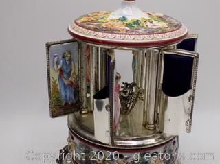 vintage cigarette carousel Vintage Porcelain Reuge Musical Carousel Cigarette Holder Made in Florence  ,Italy Auction