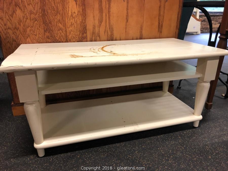 Gleaton S Metro Atlanta Auction Company Estate Sale Business Marketplace Auction Ethan Allen Farmhouse And Designer Rug Online Auction Starts Closing 8 00pm Tuesday July 31st Item Coffee Table Two Shelves White