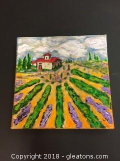 Local Artist Acrylic Canvas "Villa Venezia" Orig. Acrylic On Canvas Of Lovely Italian Villa