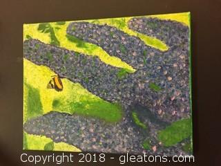 Local Artist 11x14 Painted Canvas Butterfly Bush Mostly Greens/Purple/ Make Up This Painting