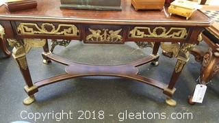 High End Used Antique French Provincial Louis XVI Style Coffee Table Brass Fitting Clawfoot Angels