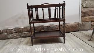 Vintage Wood Magazine Rack Double Shelf Mid Century/Book Holder