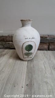 Vintage Look Hand Painted Tapestry Cement Vase